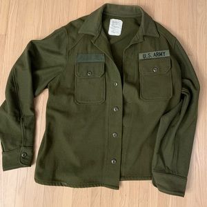 Vintage olive green wool & nylon authentic Army jacket - Large